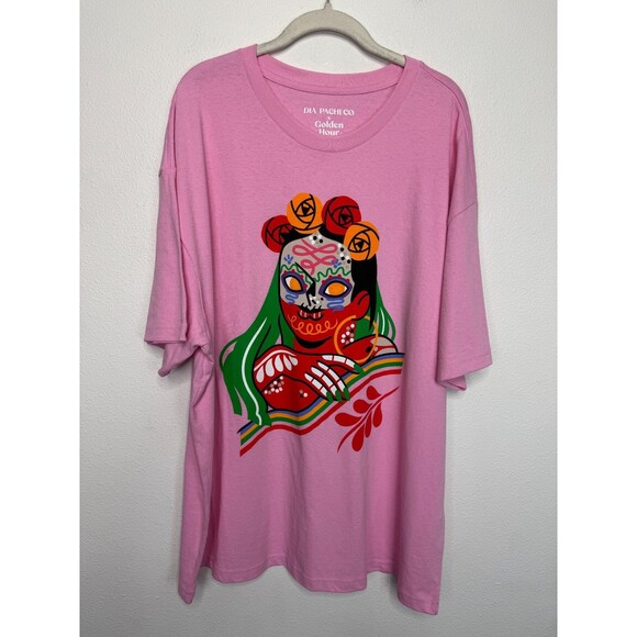 Urban Outfitters XXL Dia Pacheco Golden Hour Graphic T-Shirt Pink Crewneck NWT - Picture 3 of 9